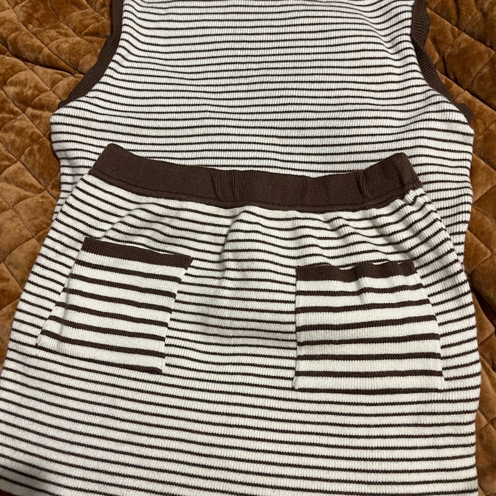 PrettyLittleThing Brown and White Striped Mini Skirt